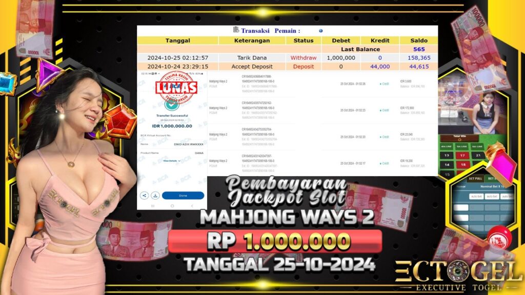 BUKTI JACKPOT SLOT MAHJONG WAYS 2 TERPERCAYA DI INDONESIA TGL 25-10-2024