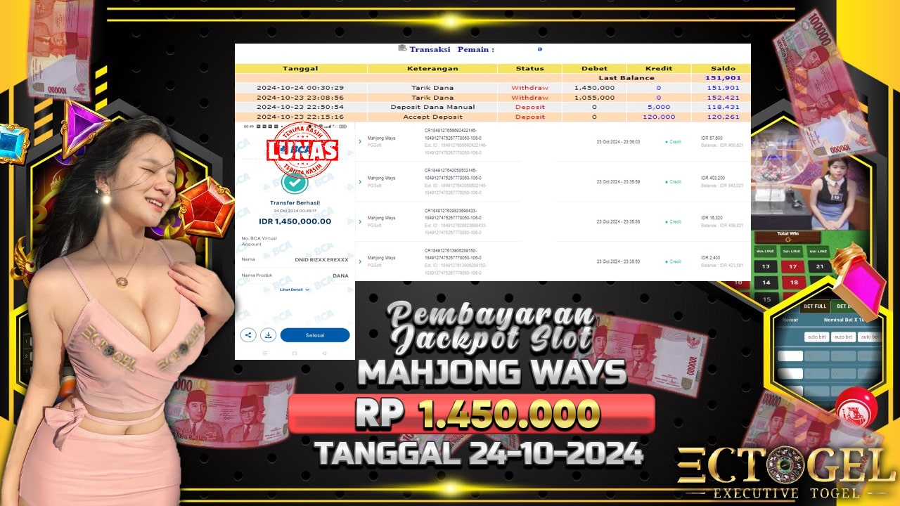 BUKTI JACKPOT SLOT MAHJONG WAYS TERPERCAYA DI INDONESIA TGL 24-10-2024